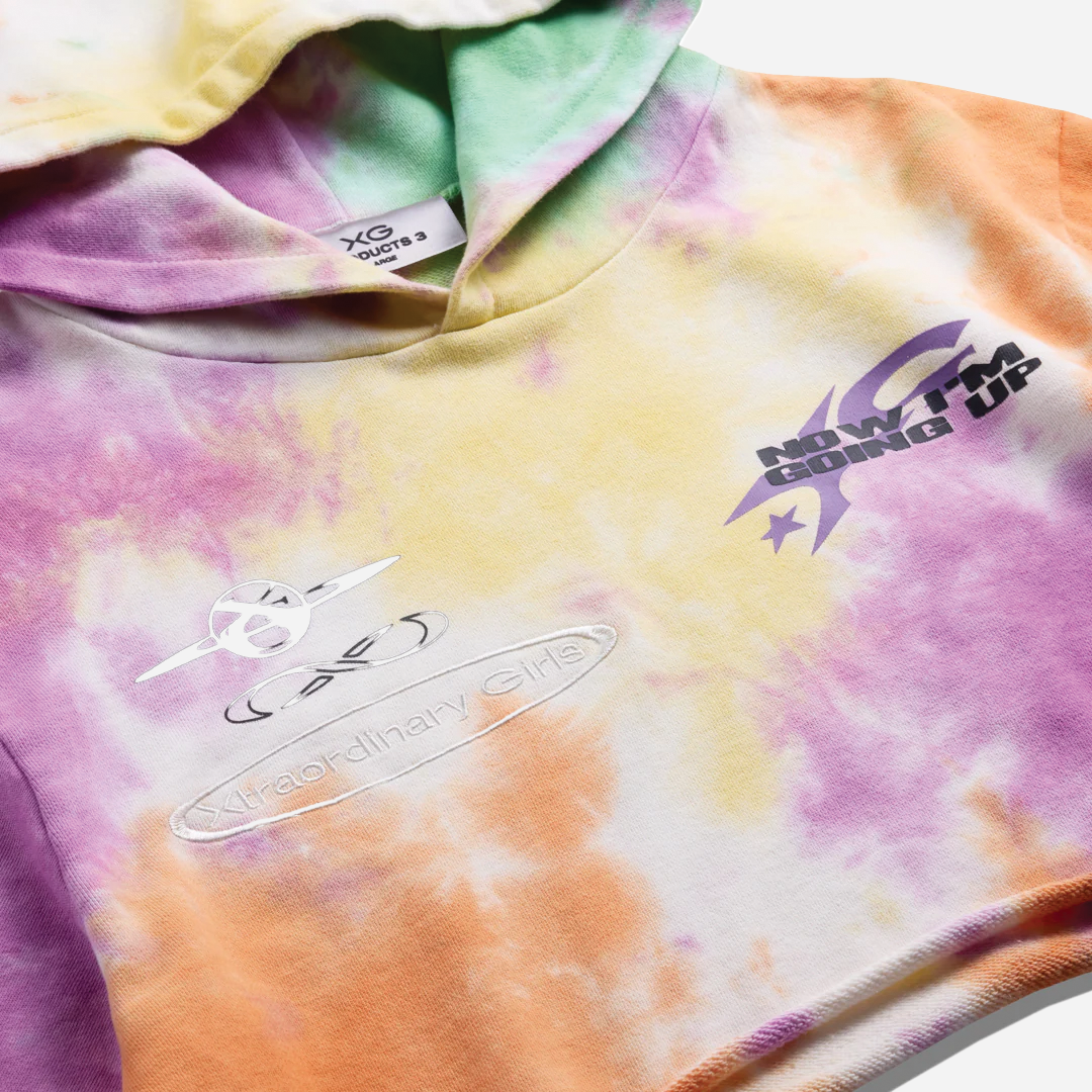 XG TIE-DYED CROPPED HOODIE